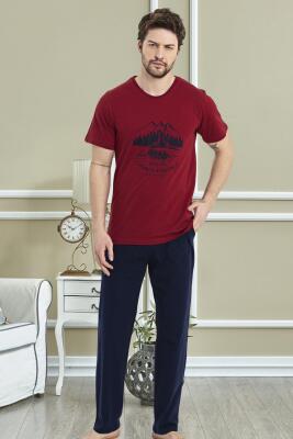 %100 Pamuklu Baskılı T-shirt ve Alt Pijama Takım - 3
