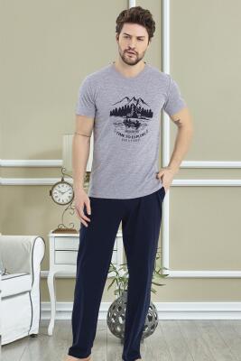 %100 Pamuklu Baskılı T-shirt ve Alt Pijama Takım - 4
