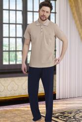 %100 Pamuklu Erkek Polo Yaka Kısa Kol T-shirt ve Alt Pijama Takım - 5