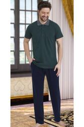 %100 Pamuklu Erkek Polo Yaka Kısa Kol T-shirt ve Alt Pijama Takım - 7