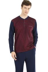 %100 Pamuklu, Jakarlı, Kutulu Erkek Pijama Takım Bordo