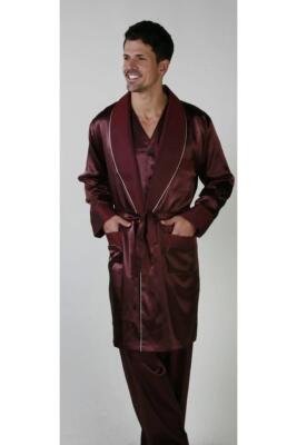 3lü Damat Saten Çeyiz Seti, Saten Robdöşambr ve Pijama Takım - 8