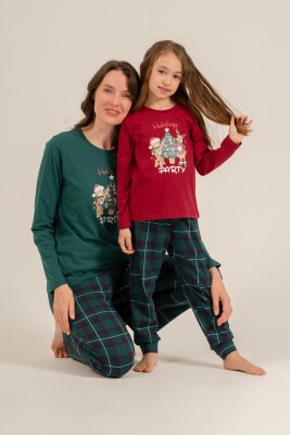Anne Kız Yılbaşı Pijama Takım, Yetişkin ve Çocuk Pijamaları Ayrı Fiyatlardadır - 2