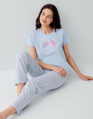 Anne ve Çocuk Pijamaları Ayrı Ayrı Satılır, %100 Pamuk, Kırmızı Kalpli Desen, Anne Kız Pijama Takımı Kombini - 1