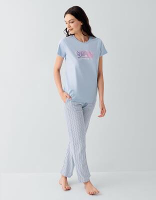 Anne ve Çocuk Pijamaları Ayrı Ayrı Satılır, %100 Pamuk, Kırmızı Kalpli Desen, Anne Kız Pijama Takımı Kombini - 2