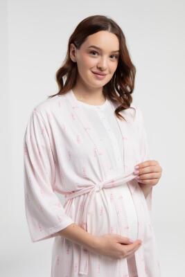 Arnetta Pembe Çizgili 3'lü Lohusa Pijama Seti - 3