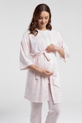 Arnetta Pembe Çizgili 3'lü Lohusa Pijama Seti - 4