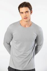 Cacharel Erkek %50 Modal, %50 Pamuk Bisiklet Yaka Uzunkol T-shirt Gri