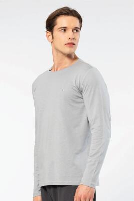 Cacharel Erkek %50 Modal, %50 Pamuk Bisiklet Yaka Uzunkol T-shirt - 7