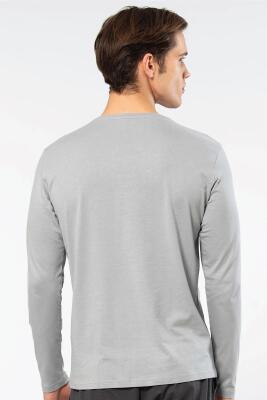Cacharel Erkek %50 Modal, %50 Pamuk Bisiklet Yaka Uzunkol T-shirt - 8