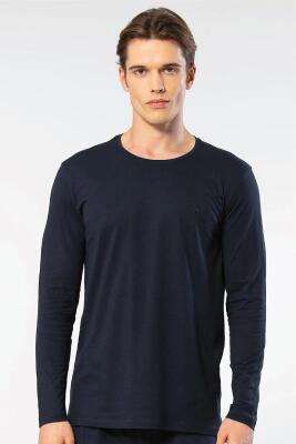 Cacharel Erkek %50 Modal, %50 Pamuk Bisiklet Yaka Uzunkol T-shirt - 9