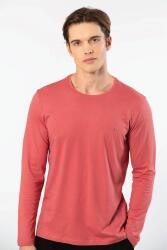 Cacharel Erkek %50 Modal, %50 Pamuk Bisiklet Yaka Uzunkol T-shirt Mercan