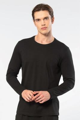 Cacharel Erkek %50 Modal, %50 Pamuk Bisiklet Yaka Uzunkol T-shirt - 14