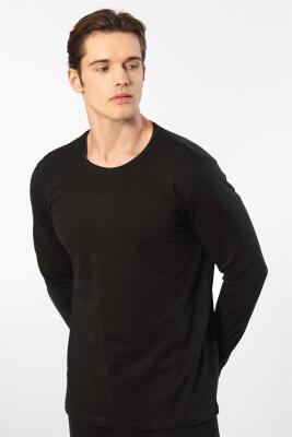 Cacharel Erkek %50 Modal, %50 Pamuk Bisiklet Yaka Uzunkol T-shirt - 16