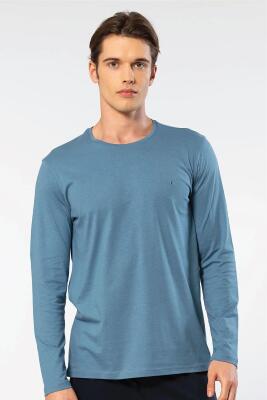 Cacharel Erkek %50 Modal, %50 Pamuk Bisiklet Yaka Uzunkol T-shirt - 18