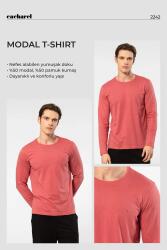Cacharel Erkek %50 Modal, %50 Pamuk Bisiklet Yaka Uzunkol T-shirt - 25
