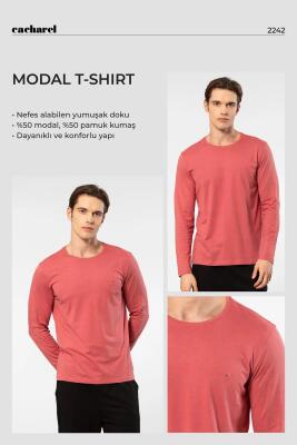 Cacharel Erkek %50 Modal, %50 Pamuk Bisiklet Yaka Uzunkol T-shirt - 25