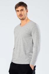 Cacharel Erkek Uzunkol V Yaka T-shirt, %95 Pamuk %5 Elestan Gri
