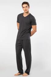 Cacharel V Yaka T-shirt ve Cepli Pijama Takım, %50 Pamuk %50 Modal Antrasit