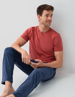 Erkek %100 Pamuk 3’lü Pijama Takımı – Kısa Kollu T-Shirt & Desenli Şort & Pijama Altı - 2