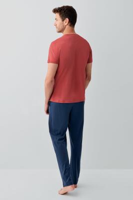 Erkek %100 Pamuk 3’lü Pijama Takımı – Kısa Kollu T-Shirt & Desenli Şort & Pijama Altı - 6