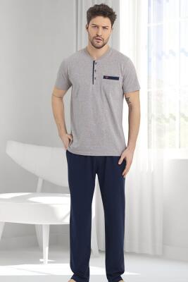Erkek %100 Pamuklu Kısa Kol Süprem Penye Alt Üst Pijama Takım - 3
