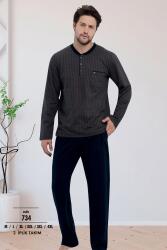 Erkek 2 İplik Uzunkol Pijama Takım, %100 Pamuk Büyük Beden Erkek Pijama Takım Kahve