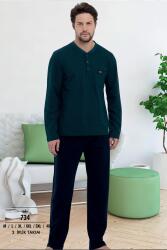 Erkek 2 İplik Uzunkol Pijama Takım, %100 Pamuk Büyük Beden Erkek Pijama Takım Yeşil