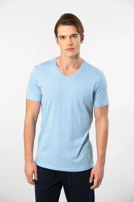 Erkek Kısakol V Yaka T-shirt, %50 Pamuk %50 Modal - 1