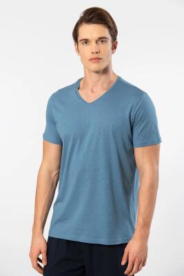 Erkek Kısakol V Yaka T-shirt, %50 Pamuk %50 Modal - 12