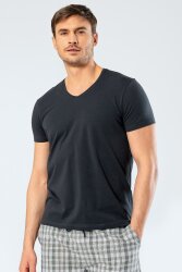 Erkek Pamuklu V Yaka Kısakol T-shirt, %95 Pamuk %5 Likra - 15