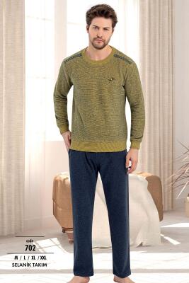 Erkek Selanik Dokuma Tam Kışlık Pijama Takım, %100 Pamuk - 1