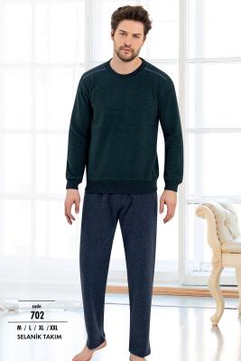 Erkek Selanik Dokuma Tam Kışlık Pijama Takım, %100 Pamuk - 4