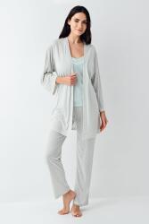 Kadın 3'lü Sabahlıklı Pijama Takım , %50 Pamuk %50 Modal (1)