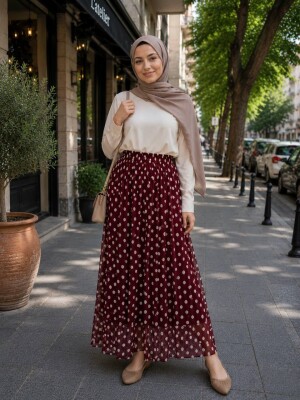 Kadın Puantiyeli Tül Etek, Astarlı Etek, 95cm, Standart Beden - 2