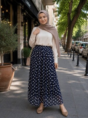 Kadın Puantiyeli Tül Etek, Astarlı Etek, 95cm, Standart Beden - 5