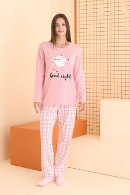NBB Kadın Pembe %100 Pamuklu Mevsimlik Pijama Takım - 1