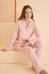 NBB Mevsimlik %100 Pamuklu Yıldız Baskılı Düğmeli Cepli Pijama Takım - 3