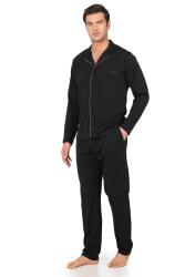 Pierre Cardin Erkek %100 Pamuklu Düğmeli Uzun Kollu Kutulu Çeyizlik Pijama Takımı – Klasik Yaka, Rahat Kalıp Siyah