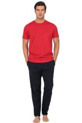 Pierre Cardin Erkek Pijama Takımı %100 Pamuk Kısa Kollu – Rahat Kesim Kırmızı