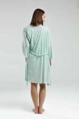 Pierre Cardin Kadın Mint 3'lü Takım, Dantelli Atlet Sabahlık ve Şort Takım - 5