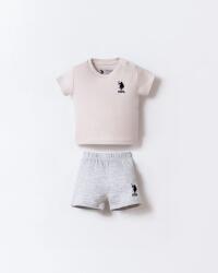 US Polo Assn. Bebek Yazlık Alt Üst Takım %100 Pamuk Tişört & Şort 2’li Set Bej