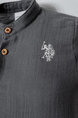 U.S. Polo Assn. Erkek Bebek Müslin Şort Gömlek Takım %100 Pamuk Yazlık - 6