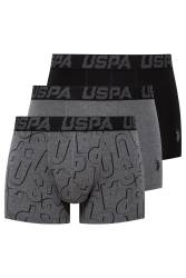 U.S. Polo Assn. Erkek Siyah Antrasit Ve Uspa Baskılı 3'lü Boxer Karışık