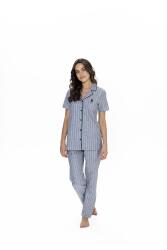 Us Polo Çizgili, Gömlek Yaka, %100 Pamuklu Pijama Takım