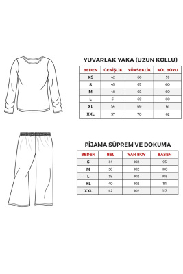 Yeni Sezon Uzun Kol Kadın Pijama Takım - 7