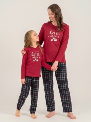 Yılbaşı Özel Aile Pijama, Kadın Erkek ve çocuk pijamalar ayrı ayrı fiyatlandırılır Bordo-Lacivert