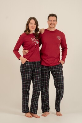 Yılbaşı Özel Erkek Pijama Takım, %100 Pamuk - 4