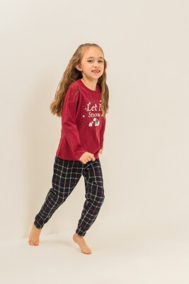 Yılbaşı Özel Kız Çocuk Pijama Takım, %100 Pamuk - 5